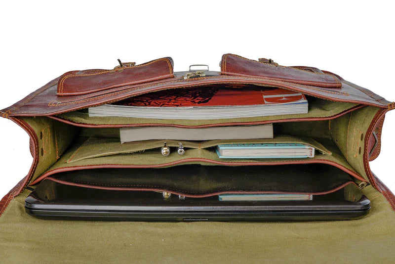 The Retro Vintage™ Leather Messenger Bag – Handmade Laptop Briefcase
