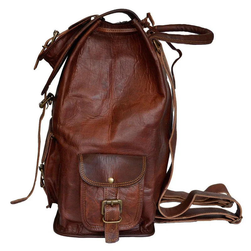The Outdoor Hiking™ Full-Grain Leather Backpack – Vintage Travel & Adventure Rucksack
