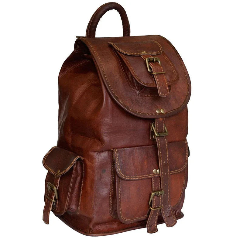 The Outdoor Hiking™ Full-Grain Leather Backpack – Vintage Travel & Adventure Rucksack